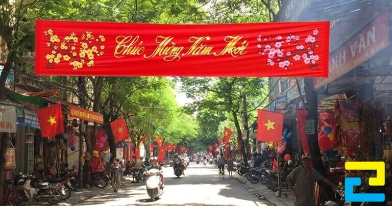 Mẫu băng rôn chúc mừng năm mới in câu chúc