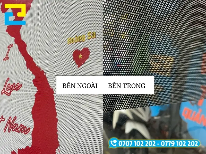 In UV decal lưới dán kính tạo hiệu ứng nhìn một chiều như một tấm màn che