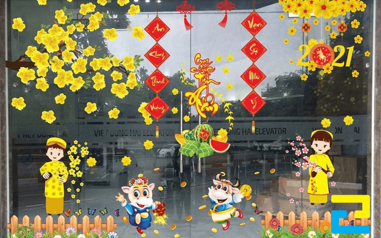 Decal trang trí tết mẫu mã đa dạng