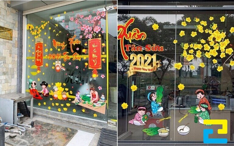 Mẫu Decal hoạt động gói bánh chưng ngày tết