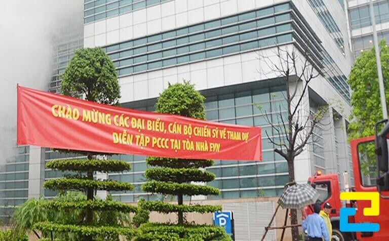 Mẫu băng rôn diễn tập PCCC khổ ngang