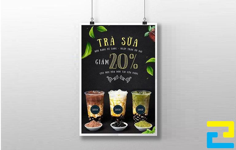 Poster giảm giá trà sữa 20%