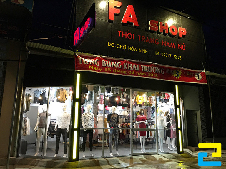Mẫu băng rôn khai trương cửa hàng thời trang FA Shop