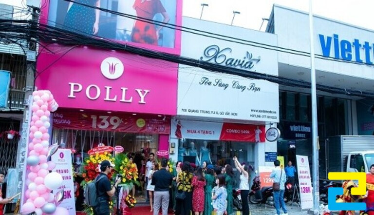 Mẫu băng rôn mừng khai trương cửa hàng thời trang nữ Polly