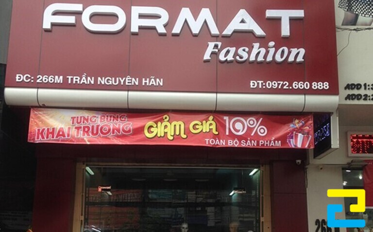 Mẫu băng rôn khai trương cửa hàng quần áo Format Fashion
