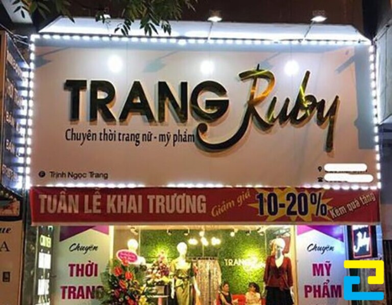 Mẫu băng rôn mừng khai trương cửa hàng quần áo Trang Ruby