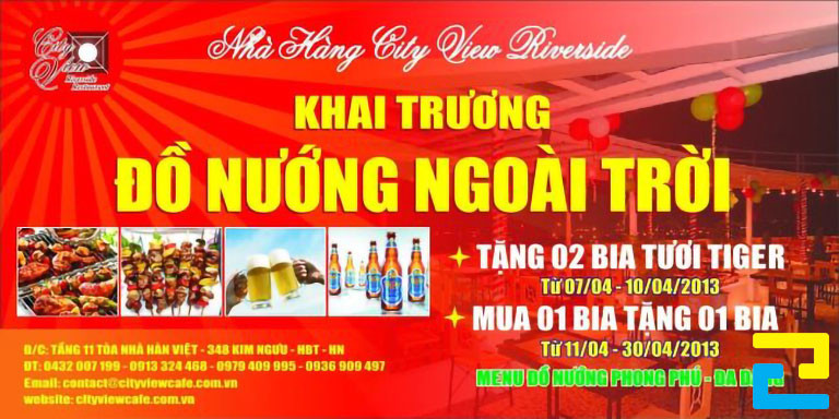 Banner chúc mừng khai trương nhà hàng City View Riverside