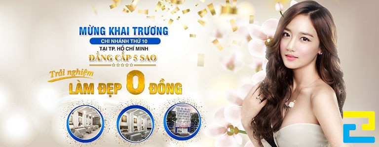 Banner mừng khai trương chi nhánh làm đẹp tại TPHCM