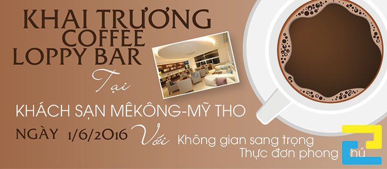 Banner chào mừng khai trương quán Coffee Loppy Bar