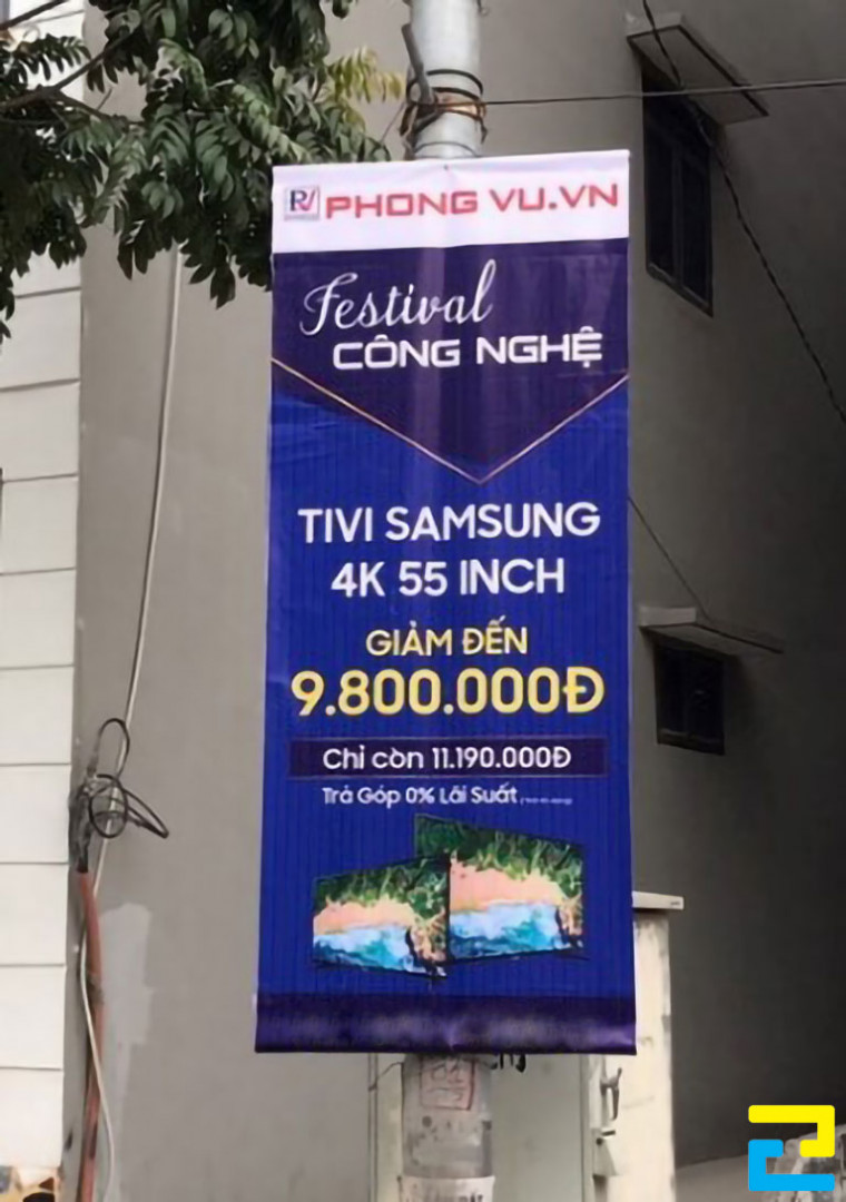 In băng rôn quảng cáo Tivi khổ dọc tại phường Sơn Kỳ, Tân Phú