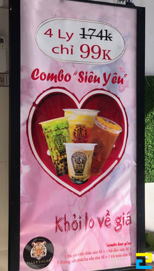 In standee quảng cáo cho quán trà sữa Tiger Sugar tại Phường Linh Chiểu, TP. Thủ đức