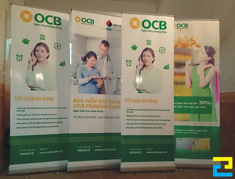 In standee quảng cáo bảo hiểm sức khỏe của ngân hàng OCB tại Phường Bình Thọ, TP. Thủ Đức