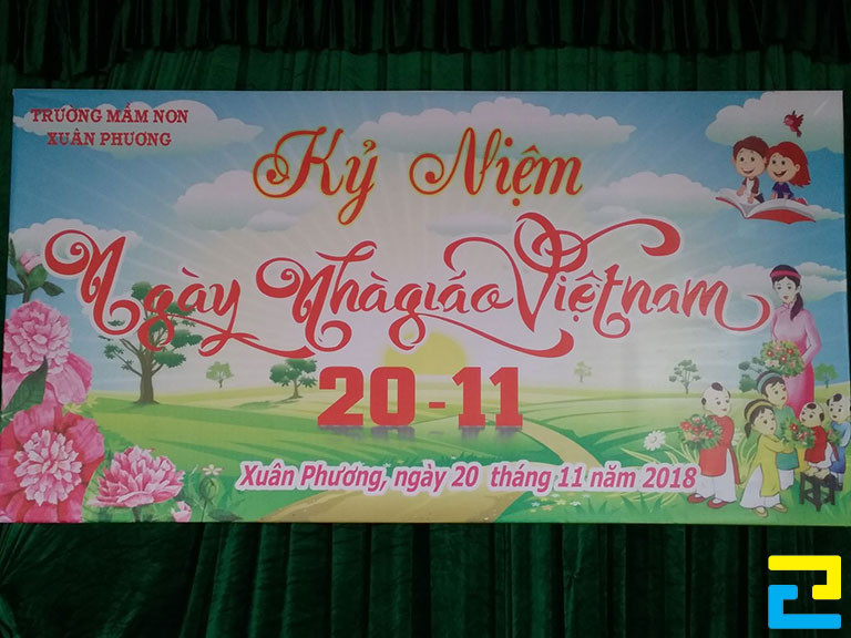 Phông nền 20/11 thường được ứng dụng để treo tại khu vực tổ chức sự kiện Ngày Nhà Giáo Việt Nam 