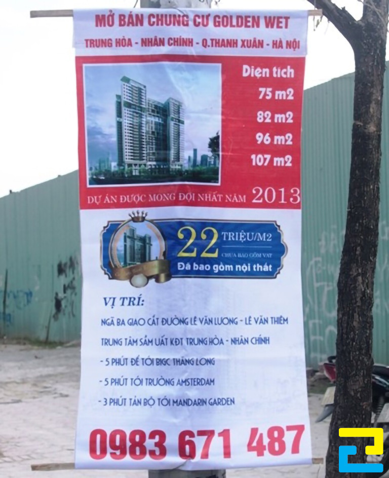 Những kiểu chữ đơn giản như: Courier new, Calibri, Arial,... sẽ thích hợp nếu băng rôn bán đất được treo ở vị trí cao, tầm nhìn xa