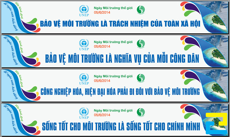 Băng rôn bảo vệ môi truờng thông thường sẽ chứa những thông điệp tuyên truyền bảo vệ môi trường, những hình ảnh minh họa,...