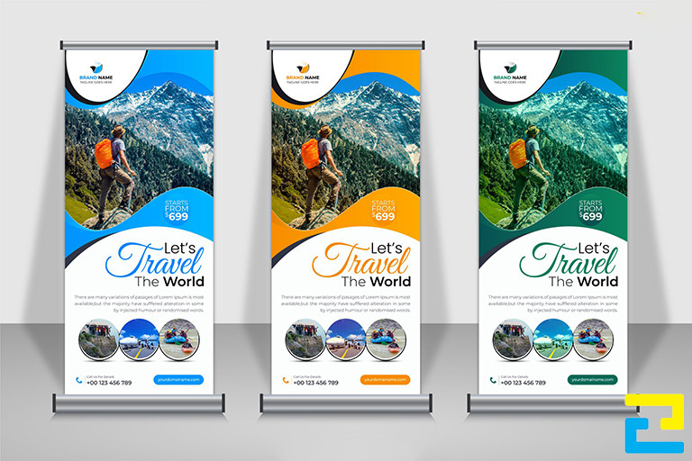 Quý khách có thể phối màu cho standee chuyến du lịch theo nguyên tắc phối màu tương đồng, hoặc phối màu tương phản,...