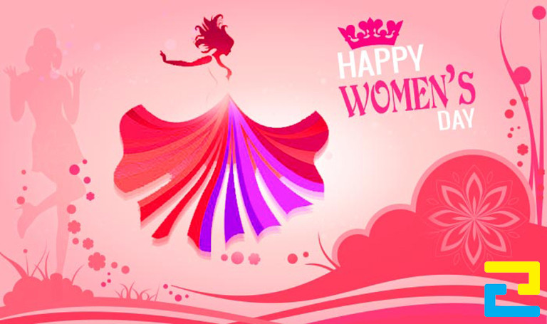 Mẫu 10: Backdrop 8/3 được thiết kế với hình ảnh minh họa đẹp mắt, phông nền có tông màu hồng chủ đạo