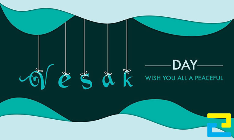 Mẫu 12: Băng rôn có kiểu chữ đơn giản - nghệ thuật, có tông màu xanh đẹp mắt, thông điệp kính mừng đại lễ Phật Đản được thiết kế với bố cục hợp lý