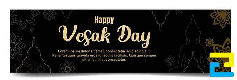 Mẫu 19: Băng rôn có tông màu đen sang trọng, thông điệp kính mừng đại lễ Phật Đản được thiết kế với kiểu chữ nghệ thuật - đơn giản