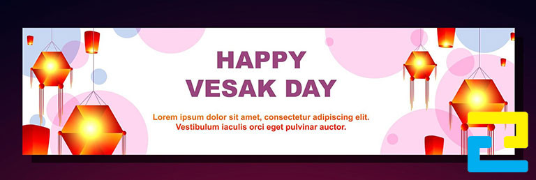 Mẫu 6: Băng rôn có kiểu chữ đơn giản, có tông màu trắng chủ đạo, hình ảnh lồng đèn trang trí được thiết kế đẹp mắt với bố cục hợp lý