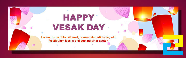 Mẫu 8: Băng rôn mừng đại lễ Phật Đản có hình ảnh trang trí đẹp mắt, có kiểu chữ đơn giản, bandroll có tông màu trắng chủ đạo