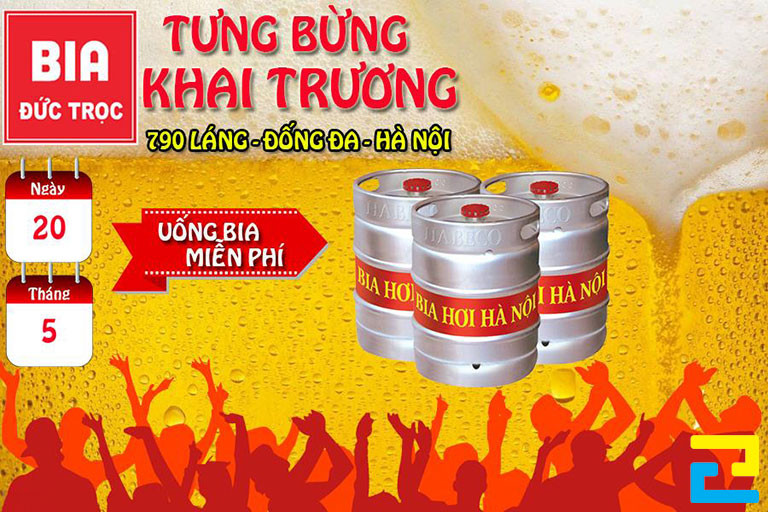 Mẫu 14: Băng rôn có bố cục hình ảnh, thông điệp quảng cáo/ khai trương,... được thiết kế hợp lý, bandroll có tông màu vàng chủ đạo