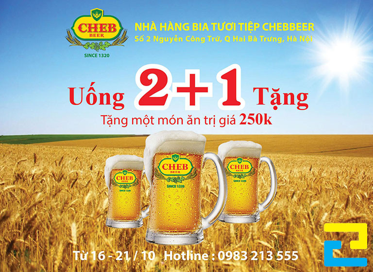 Mẫu 5: Mẫu băng rôn được thiết kế với hình ảnh ly bia đẹp ấn tượng, thông điệp quảng cáo được thiết kế nổi bật, bandroll có kiểu chữ đơn giản