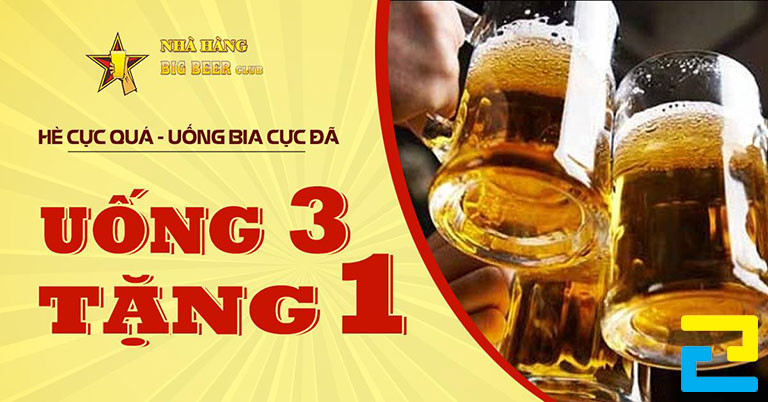 Mẫu 8: Băng rôn được thiết kế với tông màu vàng chủ đạo, hình ảnh ly bia được thiết kế với bố cục hợp lý, thông điệp quảng cáo được thiết kế nổi bật