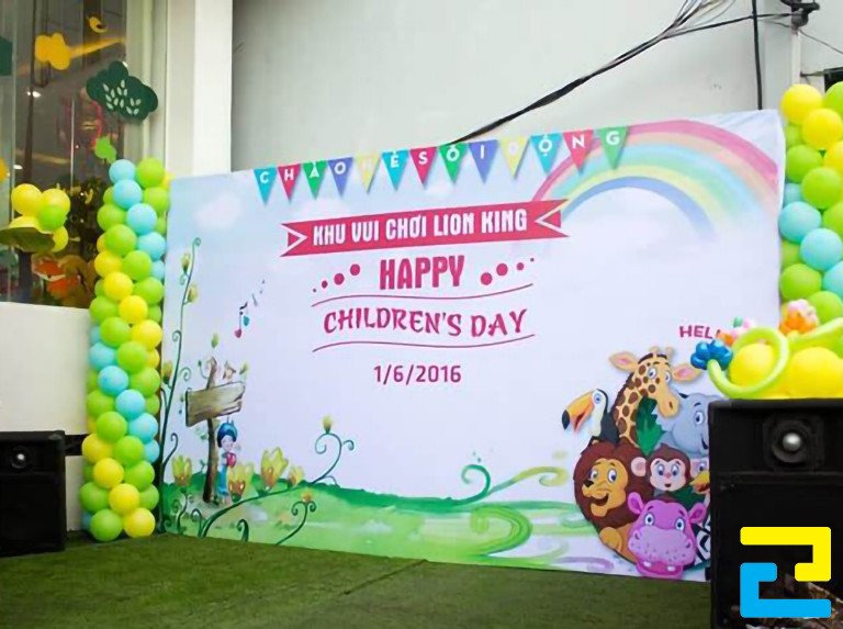 Loại backdrop này thường được ứng dụng để làm phông nền cho sự kiện Quốc Tế Thiếu nhi 1/6 được tổ chức tại những trường mầm non, tiểu học,...