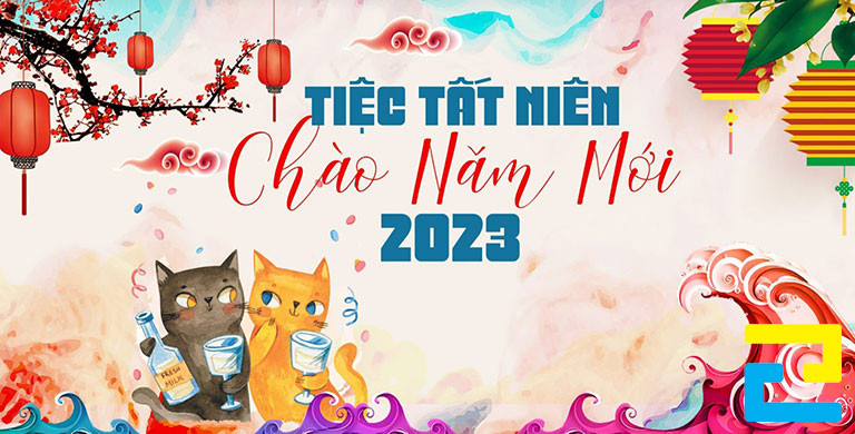 Những thông điệp như: Tiệc tất niên, đại tiệc tất niên,... quý khách có thể lựa chọn những kiểu chữ nghệ thuật như: VNI-thuphap3, VNI-13 Alex Brush,...