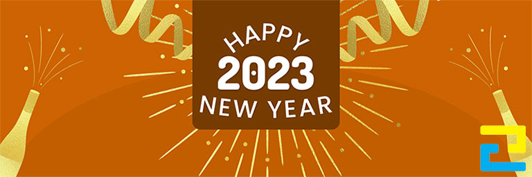 Mẫu 25: Băng rôn có tông màu nâu chủ đạo, có kiểu chữ đơn giản, có những hình ảnh minh họa như: Pháo bông, ruy băng,... đẹp mắt