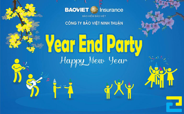 Mẫu 34: Băng rôn có kiểu chữ nghệ thuật - đơn giản được tô màu vàng - trắng nổi bật so với nền xanh dương, bandroll có những hình ảnh minh họa đẹp mắt