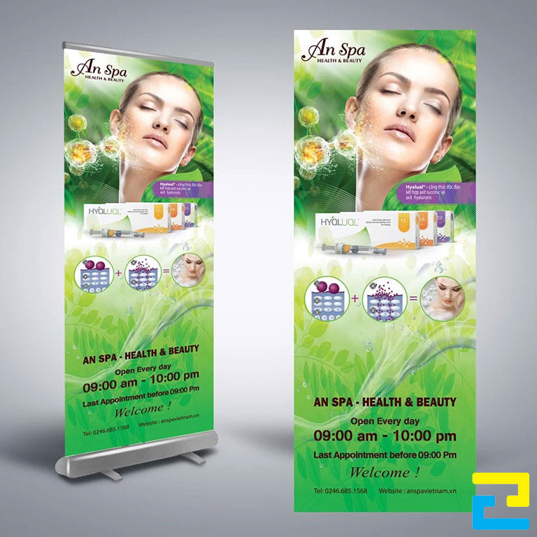 Những loại màu sắc thường được ưa thích để thiết kế cho standee thẩm mỹ như: Màu tím, màu hồng, màu xanh dương nhạt, màu nâu, xanh lá cây,...