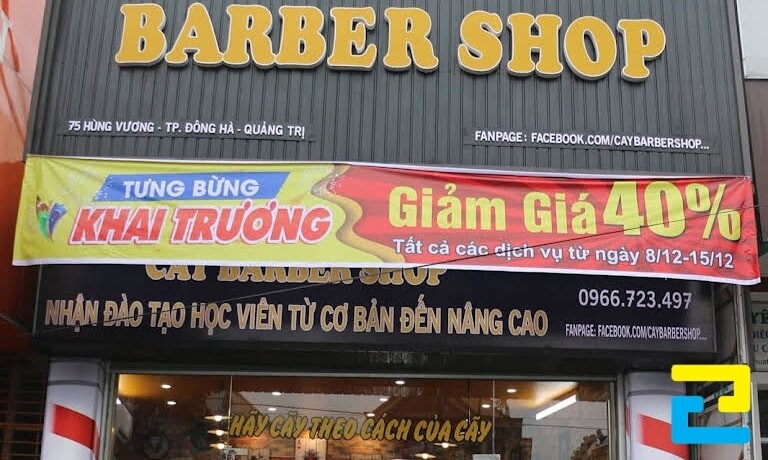 Mẫu 11: Băng rôn khai trương tiệm tóc Cãy Barber Shop