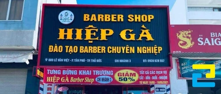 Mẫu 12: Băng rôn khai trương tiệm tóc Hiệp Gà Barber Shop