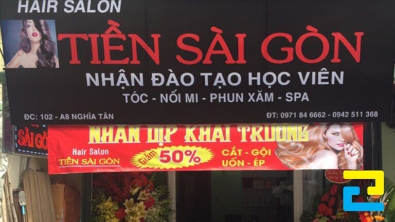 Mẫu 4: Băng rôn khai trương tiệm tóc Tiền Sài Gòn