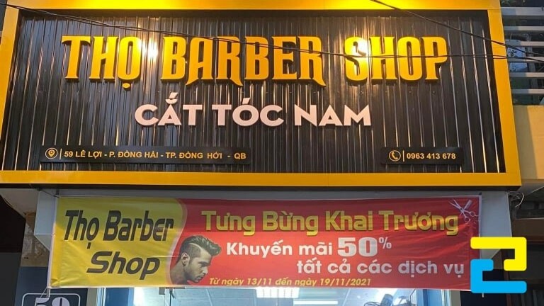 Mẫu 6: Băng rôn khai trương tiệm tóc Thọ Barber Shop