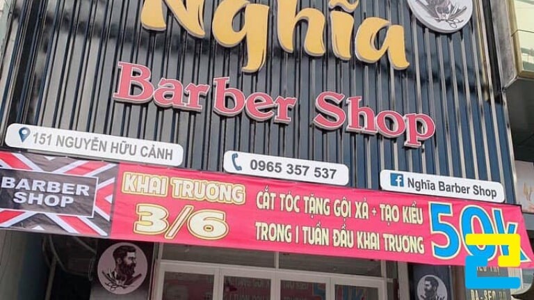 Mẫu 7: Băng rôn khai trương tiệm tóc Nghĩa Barber Shop