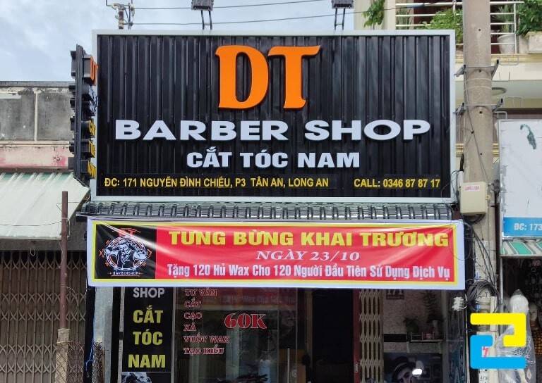 Mẫu 8: Băng rôn khai trương tiệm tóc DT Barber Shop