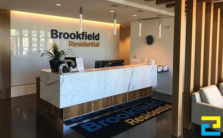 Mẫu 12: Phông nền công ty Brookfield Residential được thiết kế tối giản, có tông màu trắng chủ đạo, kiểu chữ đơn giản