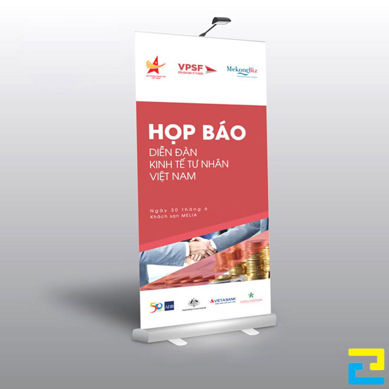 In standee họp báo diễn đàn kinh tế tư nhân Việt Nam cho Khách sạn Melia