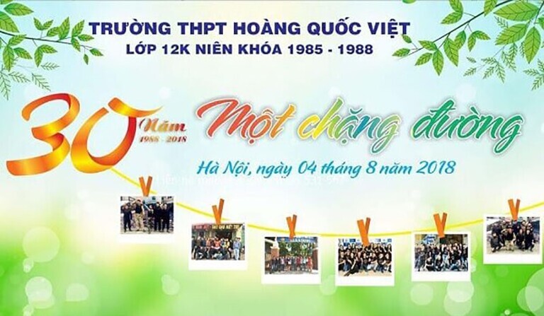Mẫu họp lớp 30 năm một chặng đường của học sinh lớp 12K khóa 1985-1988 trường THPT Hoàng Quốc Việt