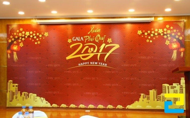 Mẫu phông nền sân khấu tiệc Gala cuối năm, chúc mừng năm mới của công ty