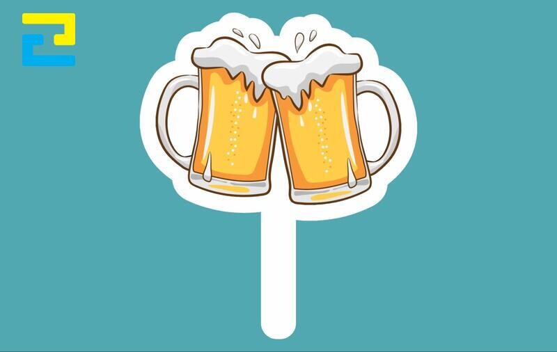 Hashtag ăn nhậu cầm tay dạng biểu tượng bia thu hút khách hàng.