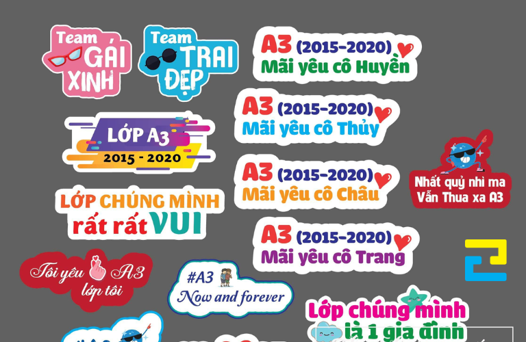 Hình 4: Các mẫu in hashtag chụp ảnh kỷ yếu