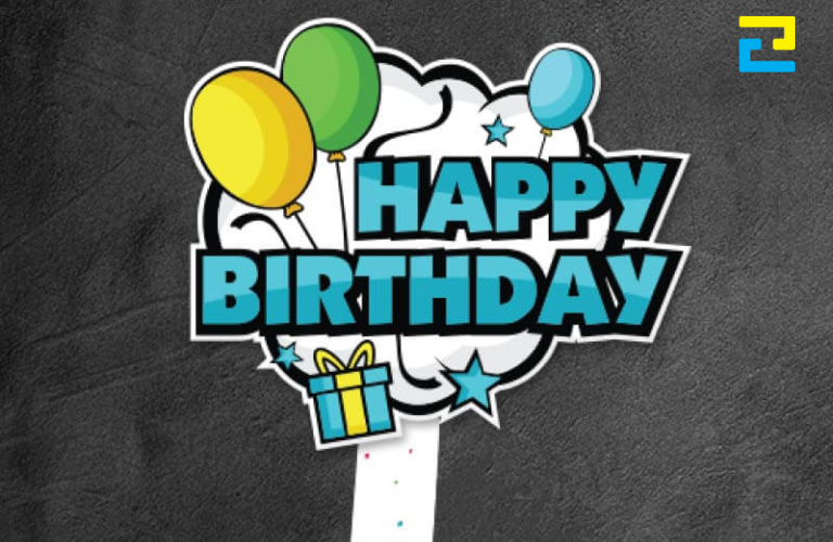 Mẫu 4: Hashtag cầm tay sinh nhật màu xanh