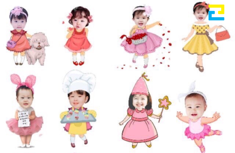 Mẫu 8: Hashtag hình chibi