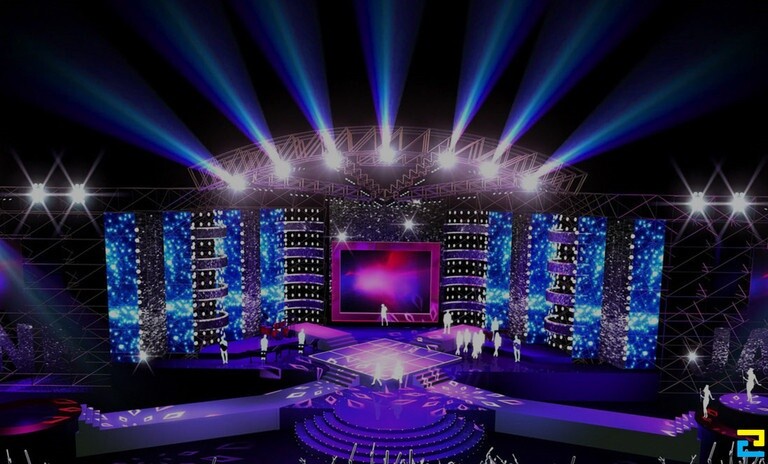 Trang trí sân khấu liên hoan cuối năm với hiệu ứng 3D độc đáo, mới lạ