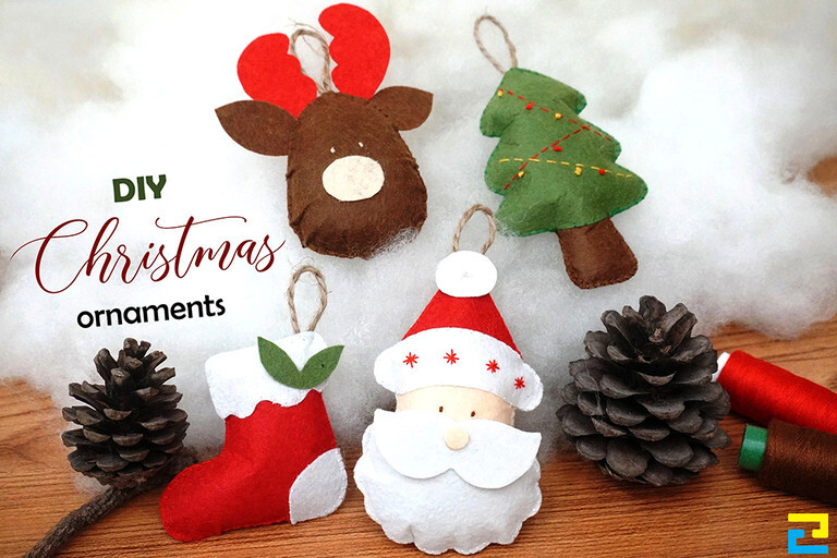 Làm handmade trang trí Noel bằng bông gòn và vải đáng yêu