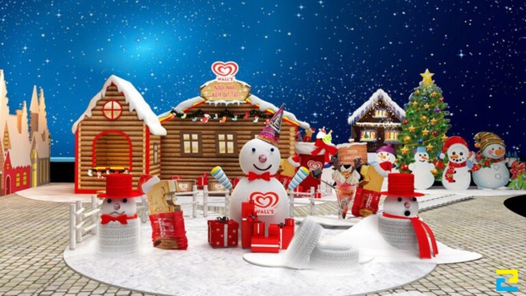 Backdrop đẹp làm nền cho các tiểu cảnh trang trí Noel, dùng trong các cửa hàng, sự kiện nhiều người check-in